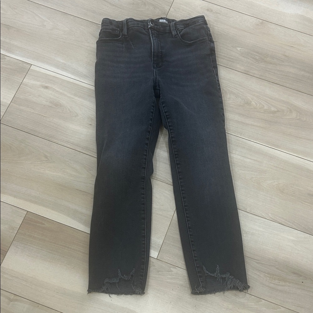 Good American Black Straight Leg Jeans